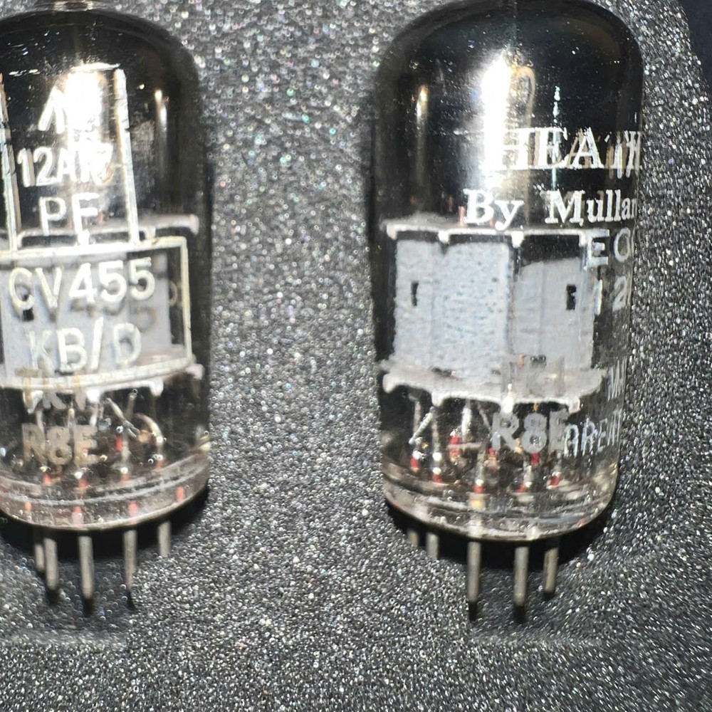MULLARD 12AT7 ECC81 SQUARE GETTER TK1 R8E SAME CODE PAIR TUBES