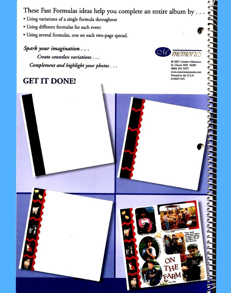 Creative Memories FAST FORMULAS 3rd ED. Scrapbooking Layout Journaling Box 2001