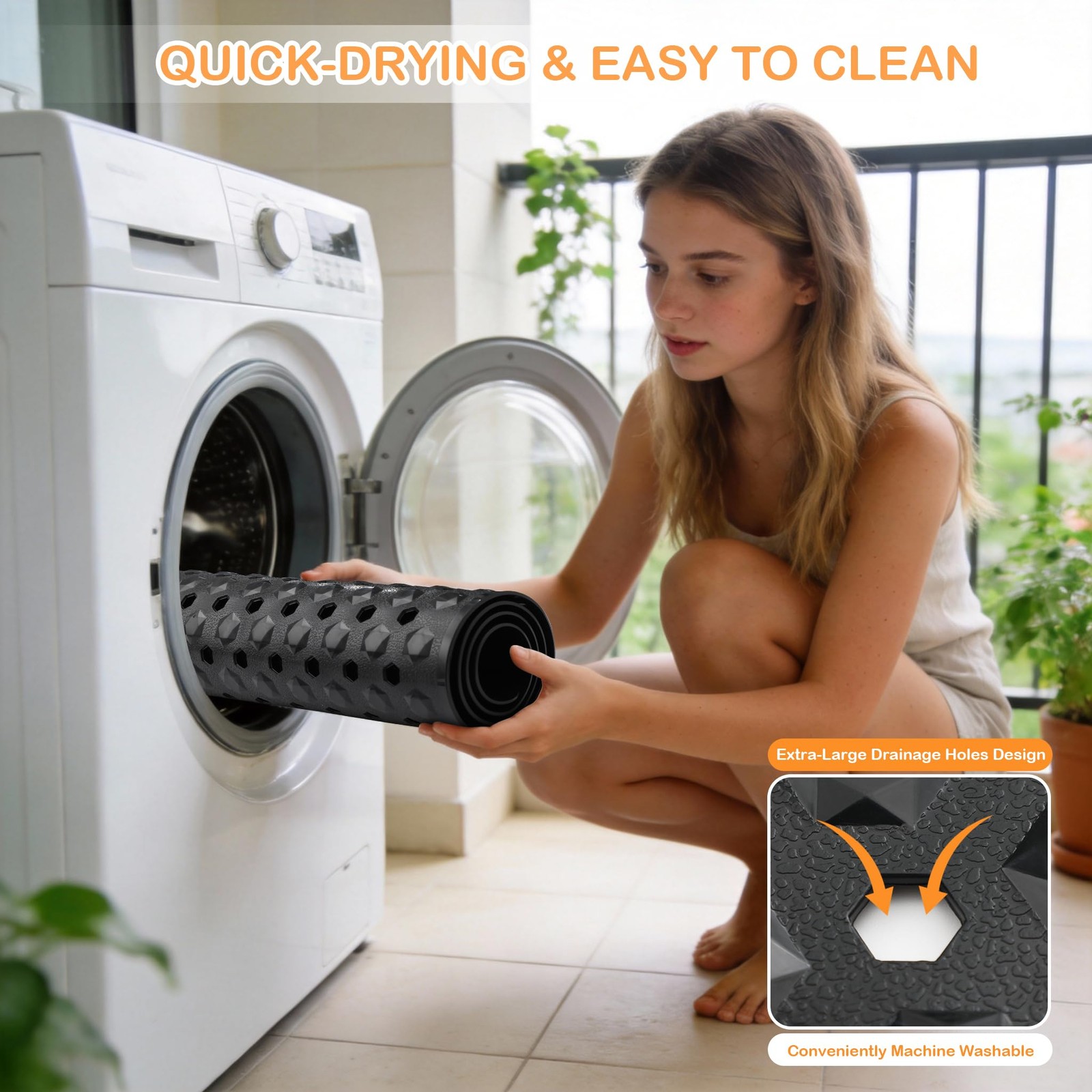 Yimobra Bathtub Mat Non Slip, 27.5"x15.5" Machine Washable 27.5 x 15.5, Black