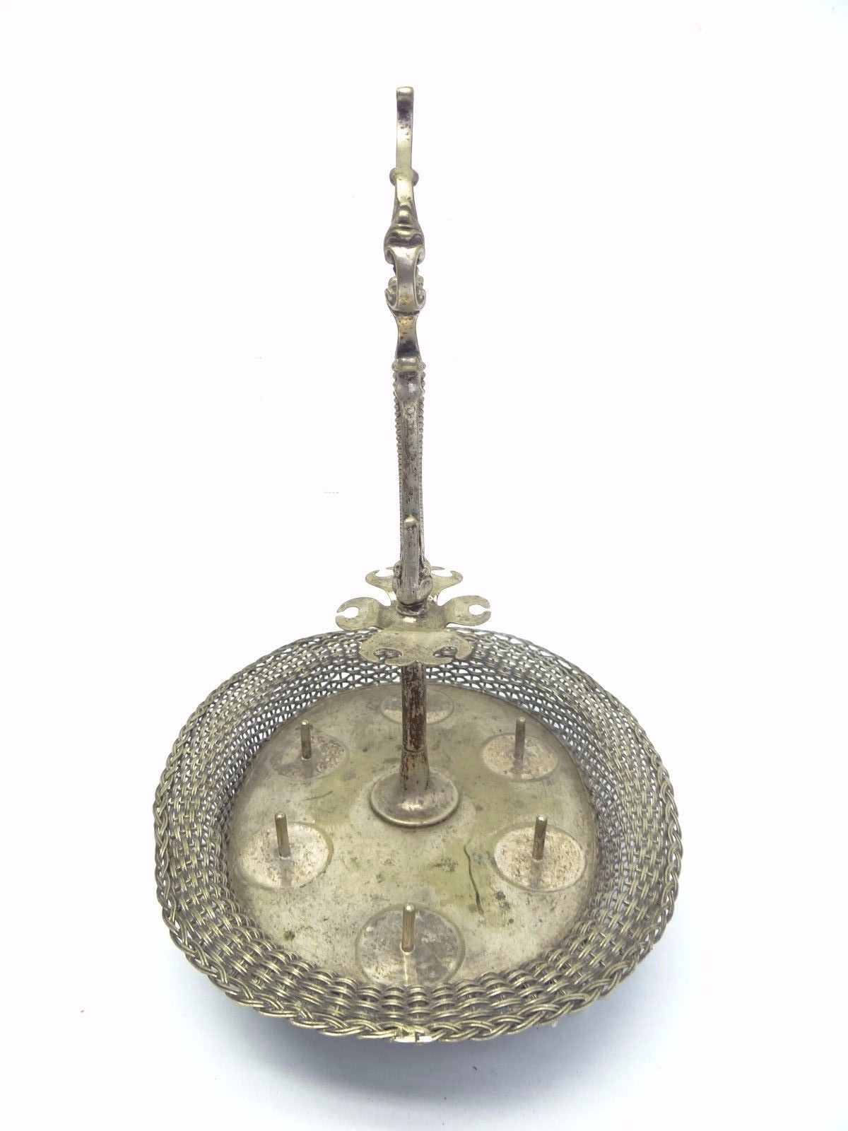 Vintage Used Silverplate Serving Caddy Tray Stand Basket Silver Plate Kitchen