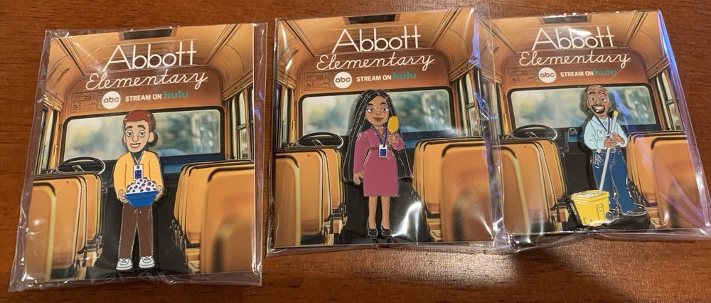 Abbott Elementary SDCC 2025 Comic-Con Pins – Ava, Jacob, Mr. Johnson