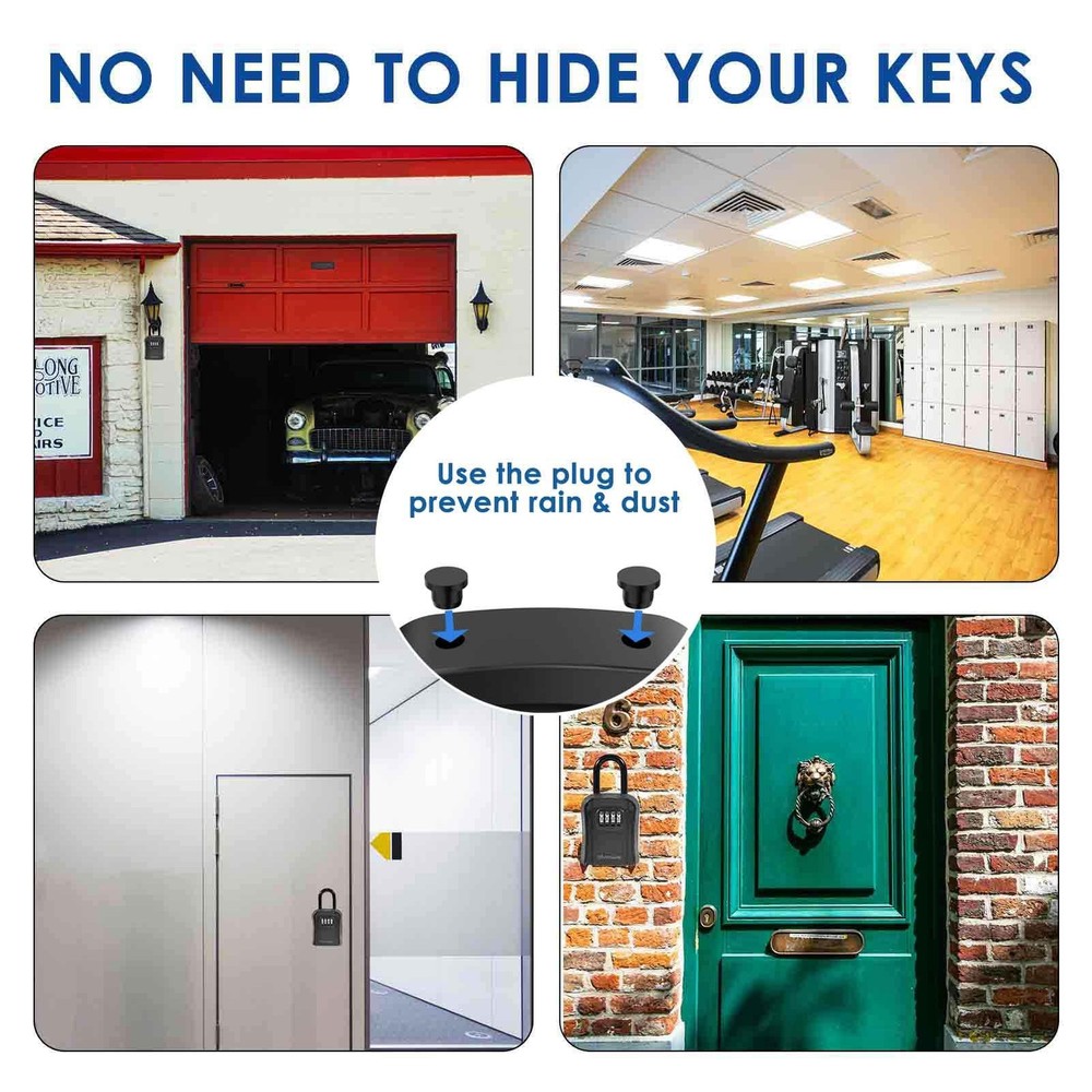 Key Lock Box, Wall Mount 4 Digits Combination Lockbox, Waterproof Black