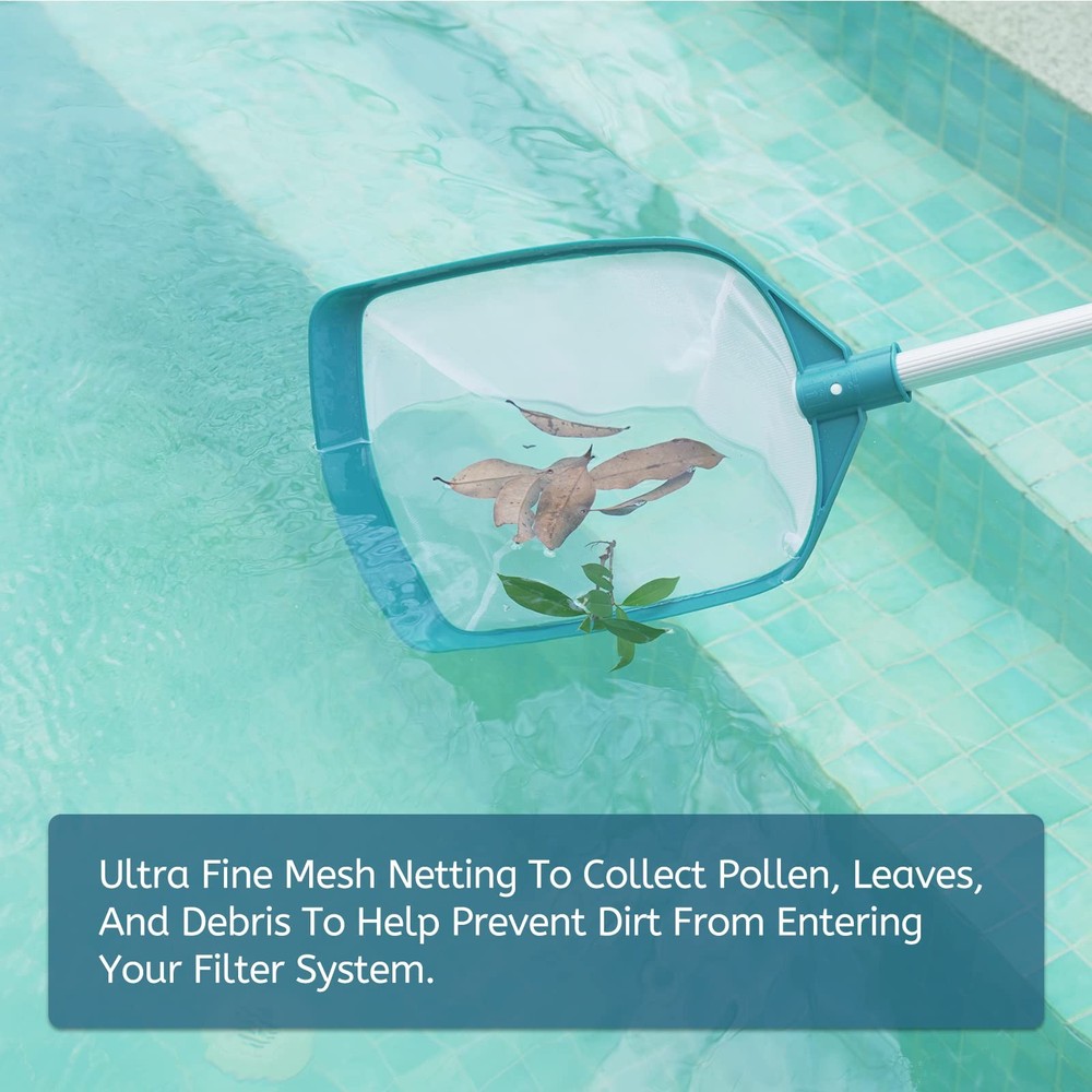 Pool Leaf Net Skimmer Rake with Adjustable Aluminum Pole Mesh
