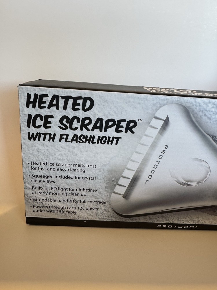 Protocol Heated Ice Scraper with Flashlight Brand New In Box