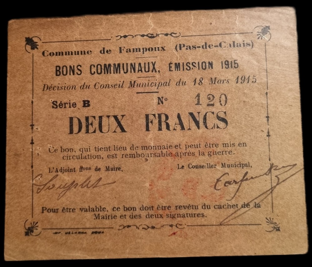 Billet Bons Communaux 2 Francs