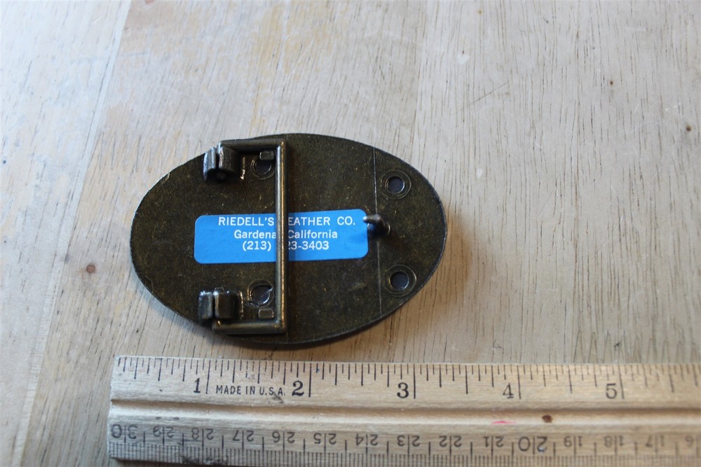 SPACE SHUTTLE LEATHER ON BRASS BELT BUCKLE