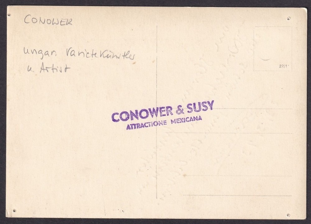"Conower & Susy" Mexican performance duo signed postcard