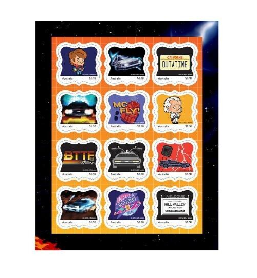 BACK TO THE FUTURE stamp pack Australia Post 2020 Marty McFly Delorean 80s