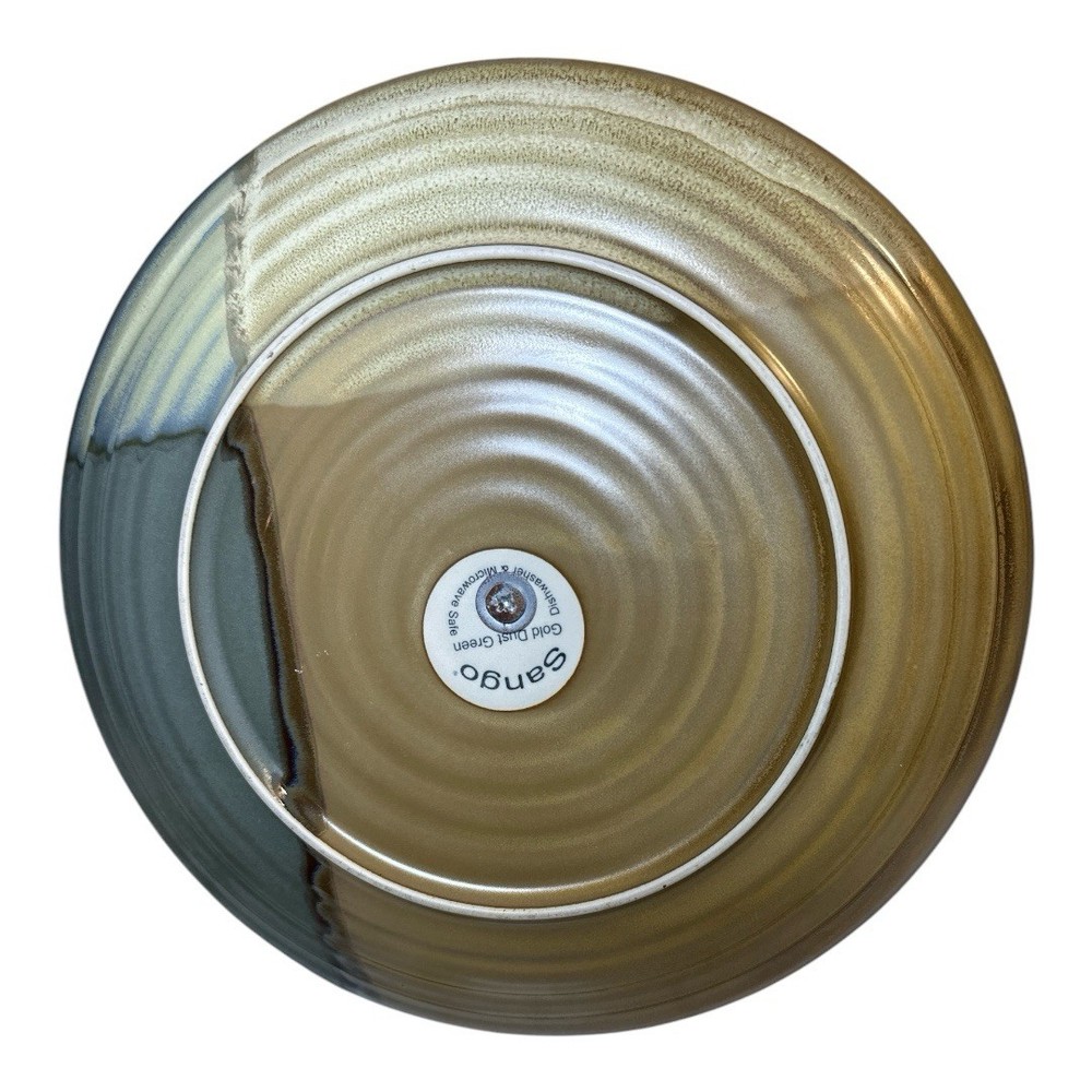 Sango Gold Dusk Green Ceramic Two-Tier Round Serving Tray