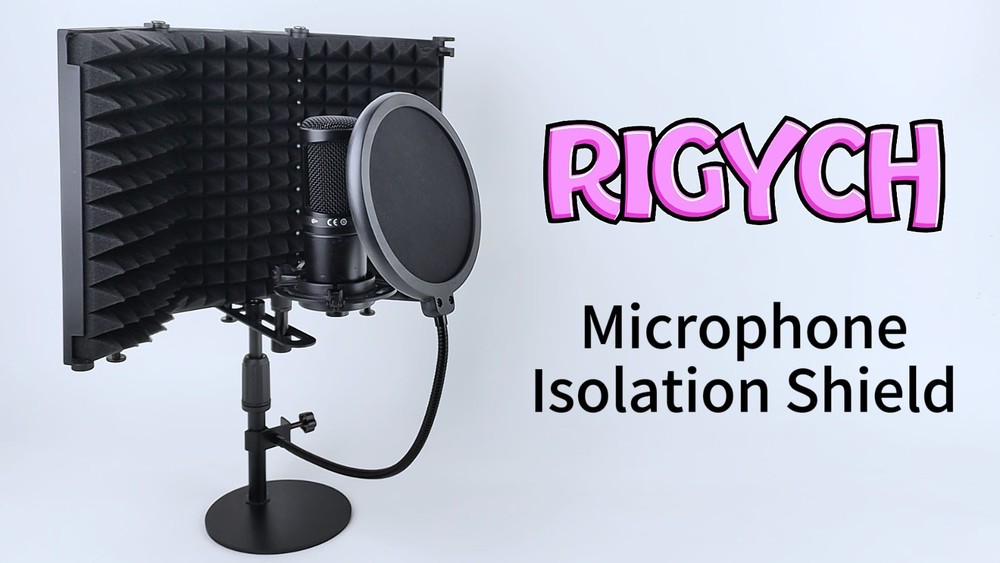 3-Panel Microphone Isolation Shield with Stand & Pop Filter - Soundproof Foam fo
