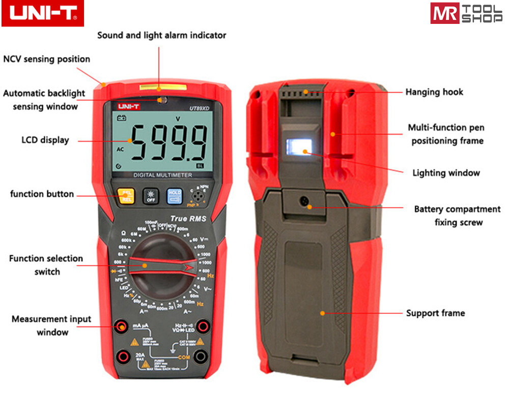 UNI-T TRUE RMS Digital Multimeter AC DC Volt Amp meter LED NCV Test Cap Ohm Freq