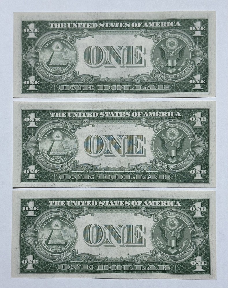 1935-C $1 Dollar Bill Silver Certificate Note 3 Pc Sequential 261E