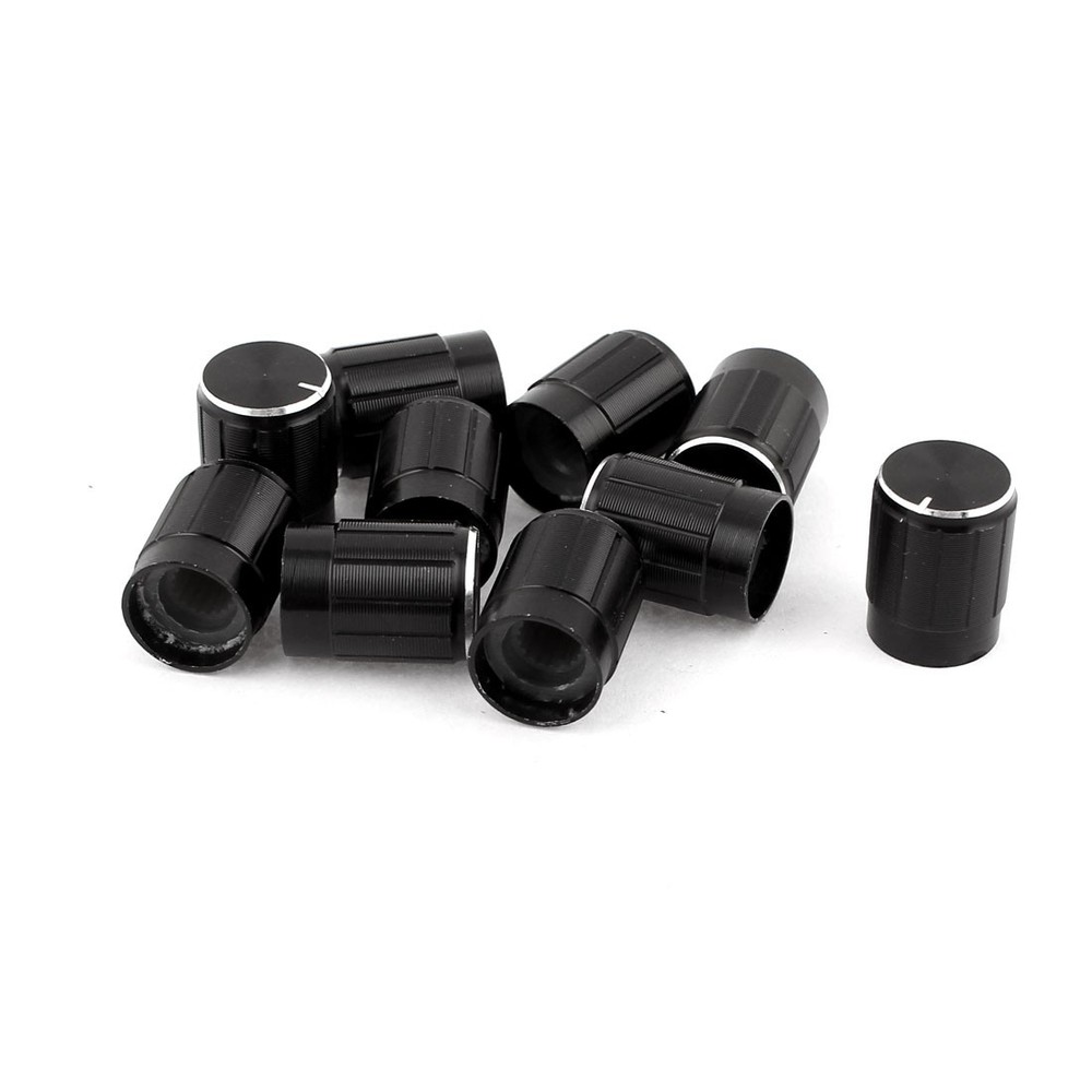 10pcs Black Silver Tone Rotary Potentiometer Control Knobs 6mm Hole