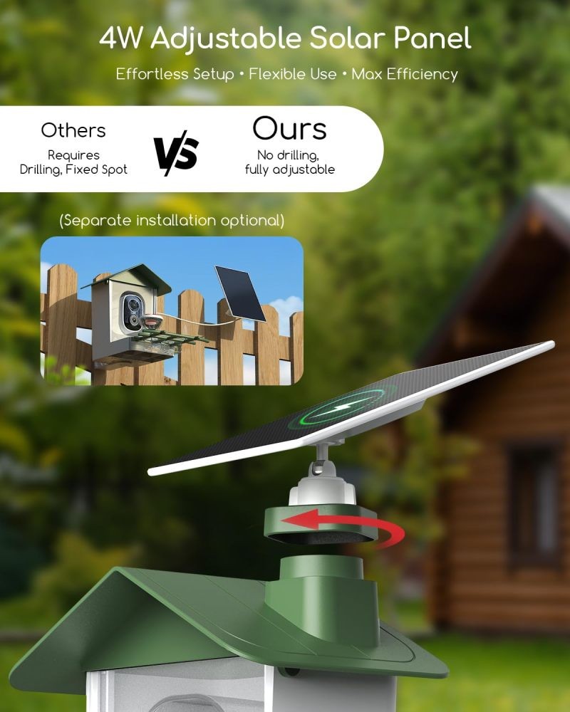 COOAU Smart Bird Feeder, Solar Powered Camera with Precise Bird Recognition