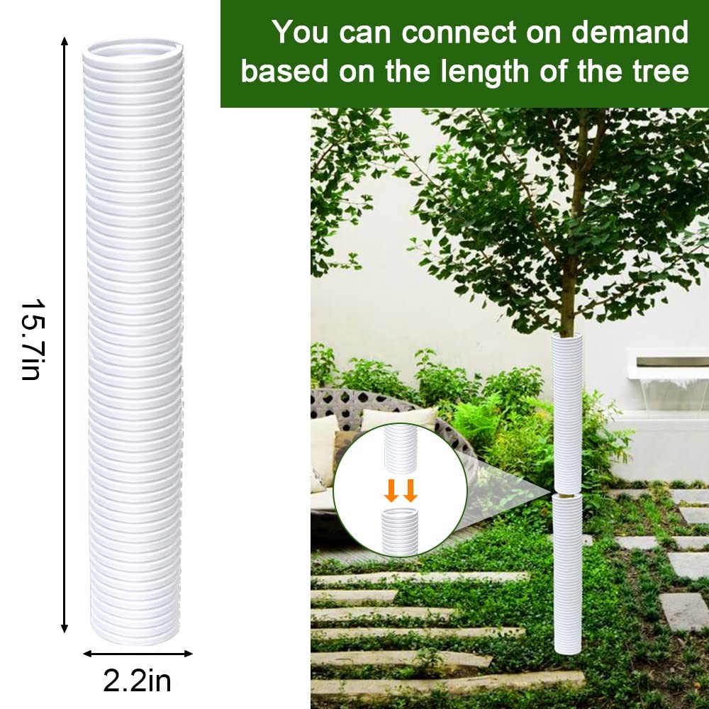 Corrugated Tree Guards, 7pcs Rigid PP Trunk Protectors, Bark White