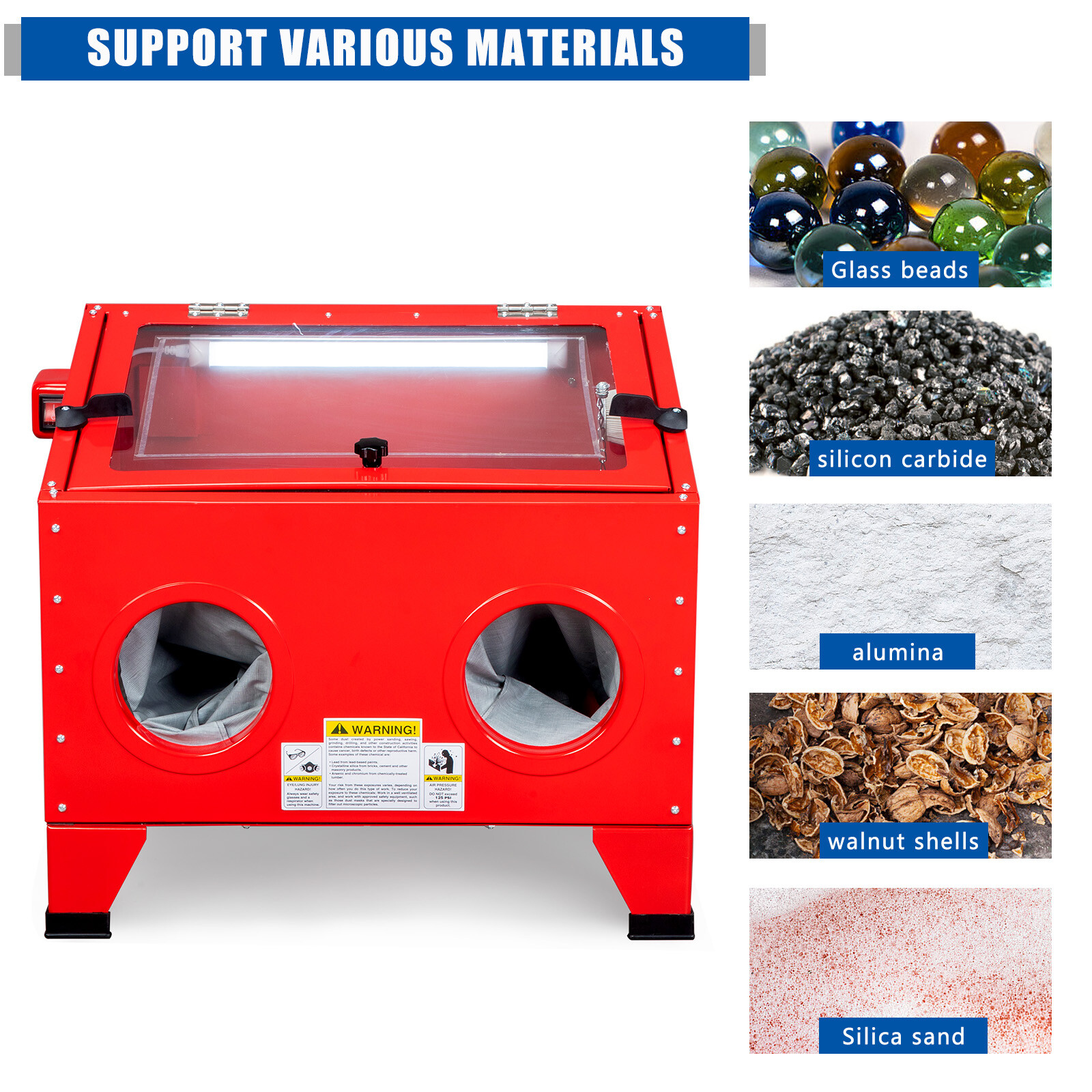 25 Gallons Bench Sandblast Cabinet Air Sand Blaster w/Gun Steel 40-80PSI