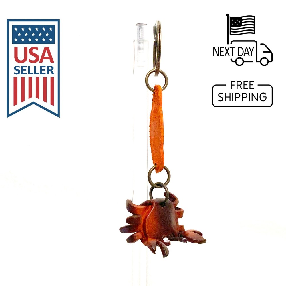 Crab Handmade Leather Keyring #2