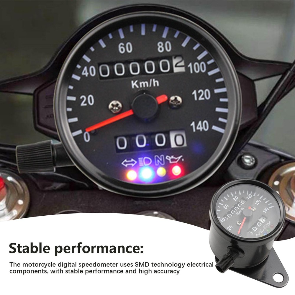 Universal Digital Motorcycle Odometer Speedometer Tachometer Gauge LED Meter