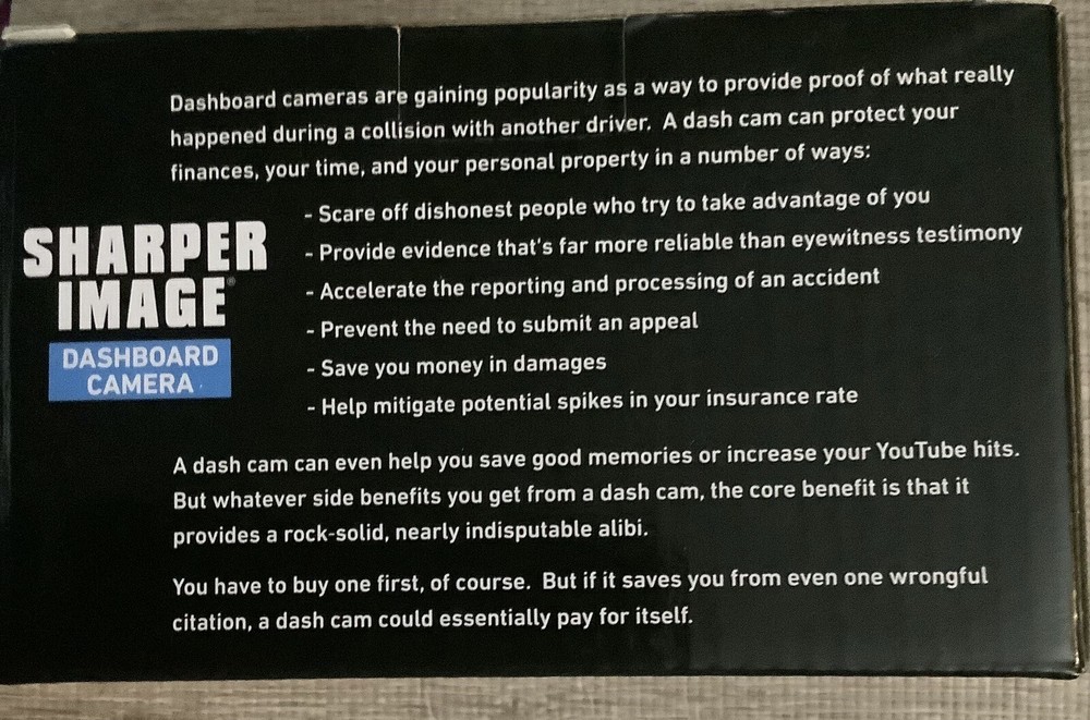 2018 Sharper Image Dashboard Security Camera & Mount (SI-AA15)