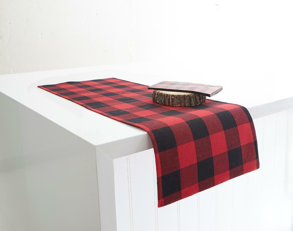 Buffalo Check Red and Black Christmas Table Runner 13" X 72"