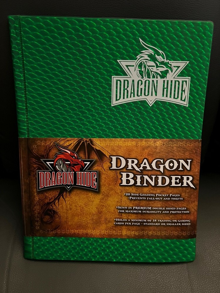 DRAGON HIDE GREEN 9-POCKET 20 Side Loading Pages BINDER New