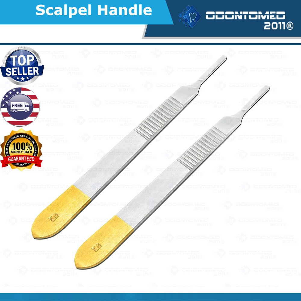 2 PCS Scalpel Handle #3 Tissue separation  Gold Plated Surgical Instruments