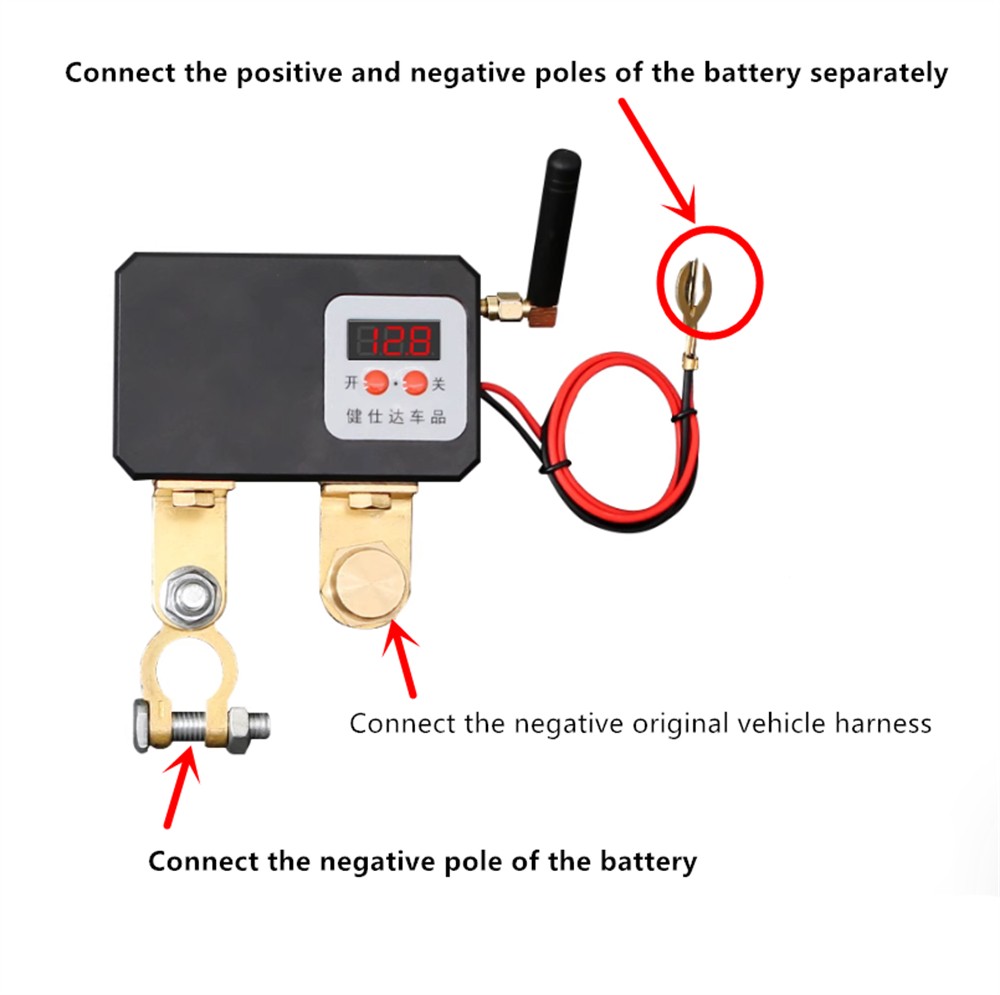 Universal Wireless 2Pcs Remote Control Button / Isolator Master Switch Voltmeter