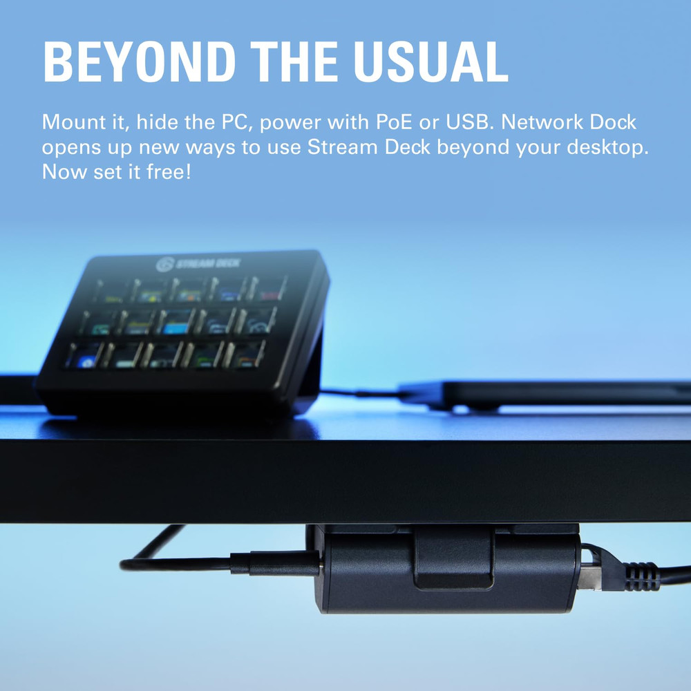 Network Dock for Stream Deck – Wired Ethernet Adapter, Poe or USB Powered, Easy