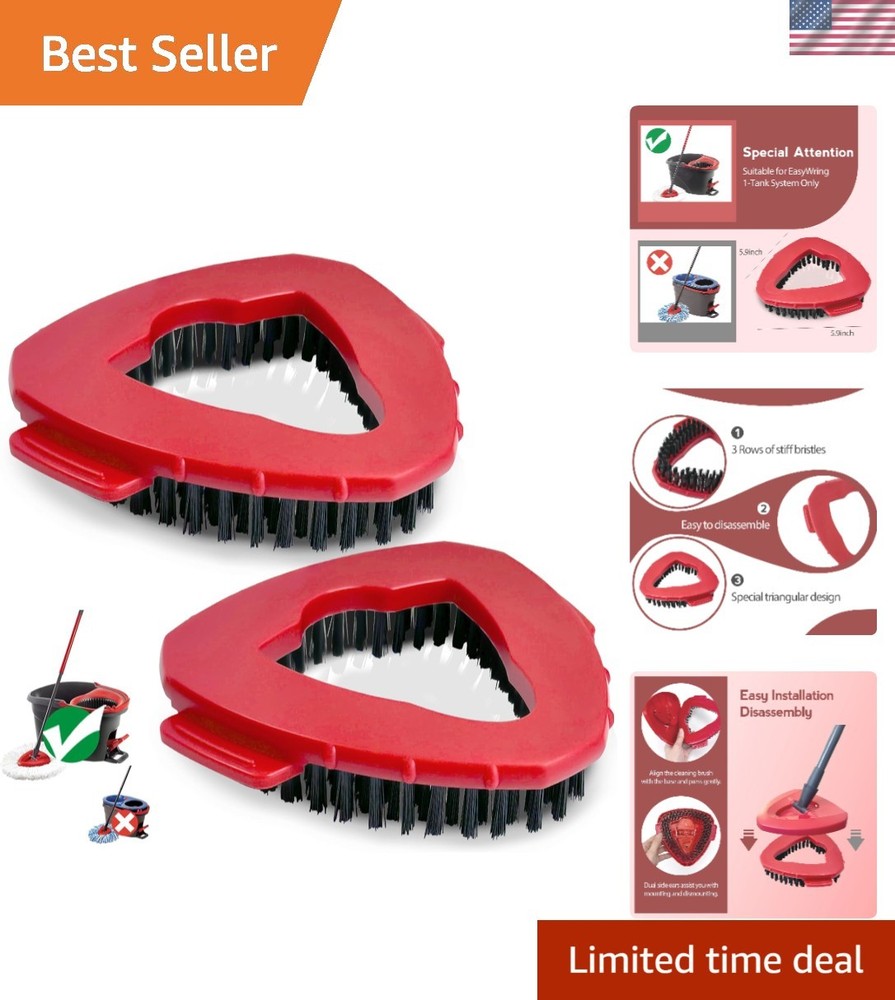 Versatile Red Scrub Brush Heads for Oceda EasyWring - 2 Durable Attachments
