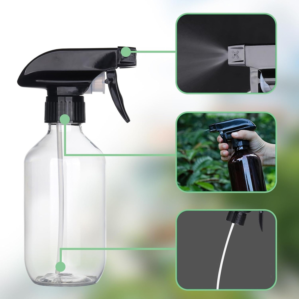 Plastic Spray Bottles Clear and Brown Refillable Container Empty Spray Bottle 10