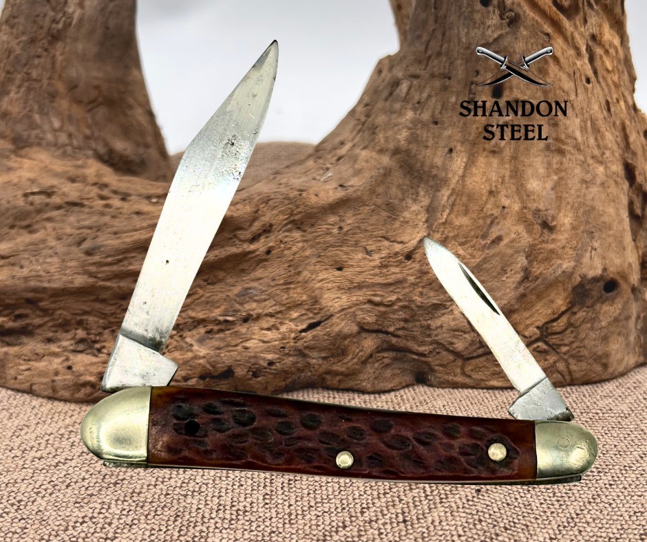 Boker Tree Brand 2 Blade Serpentine Jack Pocketknife w/ Red Bone Handles (35)