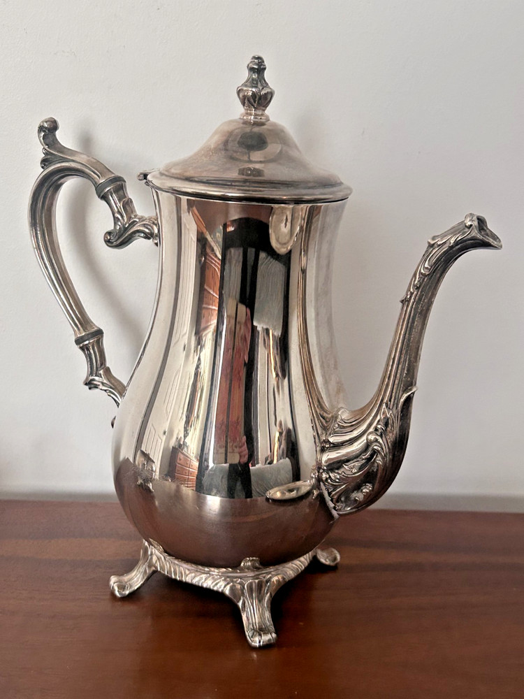 Vintage WM Rogers 4-Pc Silver Plate Tea Set w/ #0870 Tray American Classic