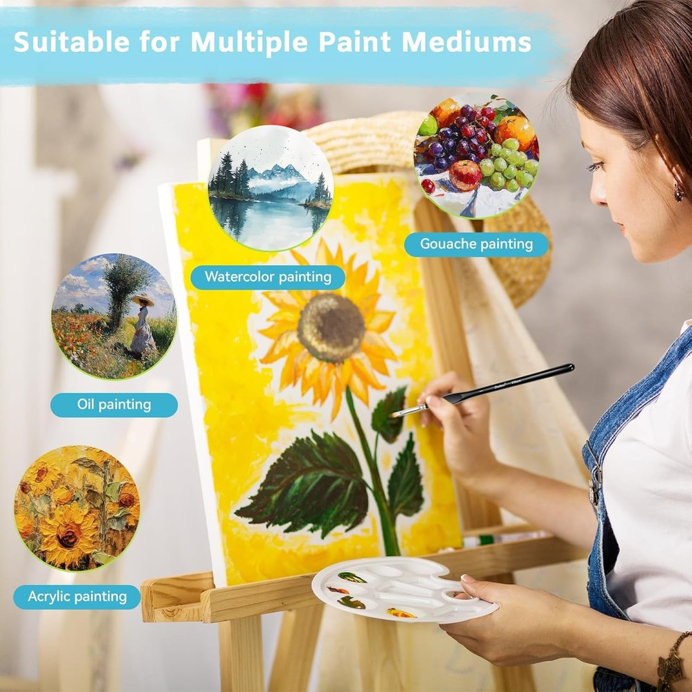 8-Piece Miniature Detail Paint Brushes Set - Precision Round, Filbert & Angular