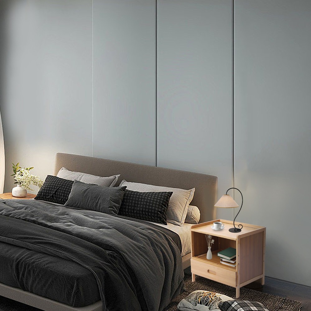 Bedside Table, Sofa Side Table, Wood Color Bedside Cabinet with Drawer