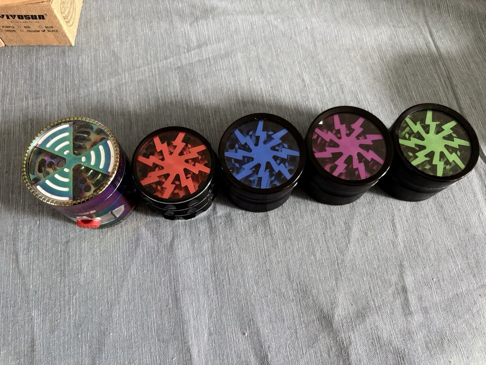 5 Pack Manual Spice Grinder Mixed Colors 4 Layer Kitchen Crusher Bulk