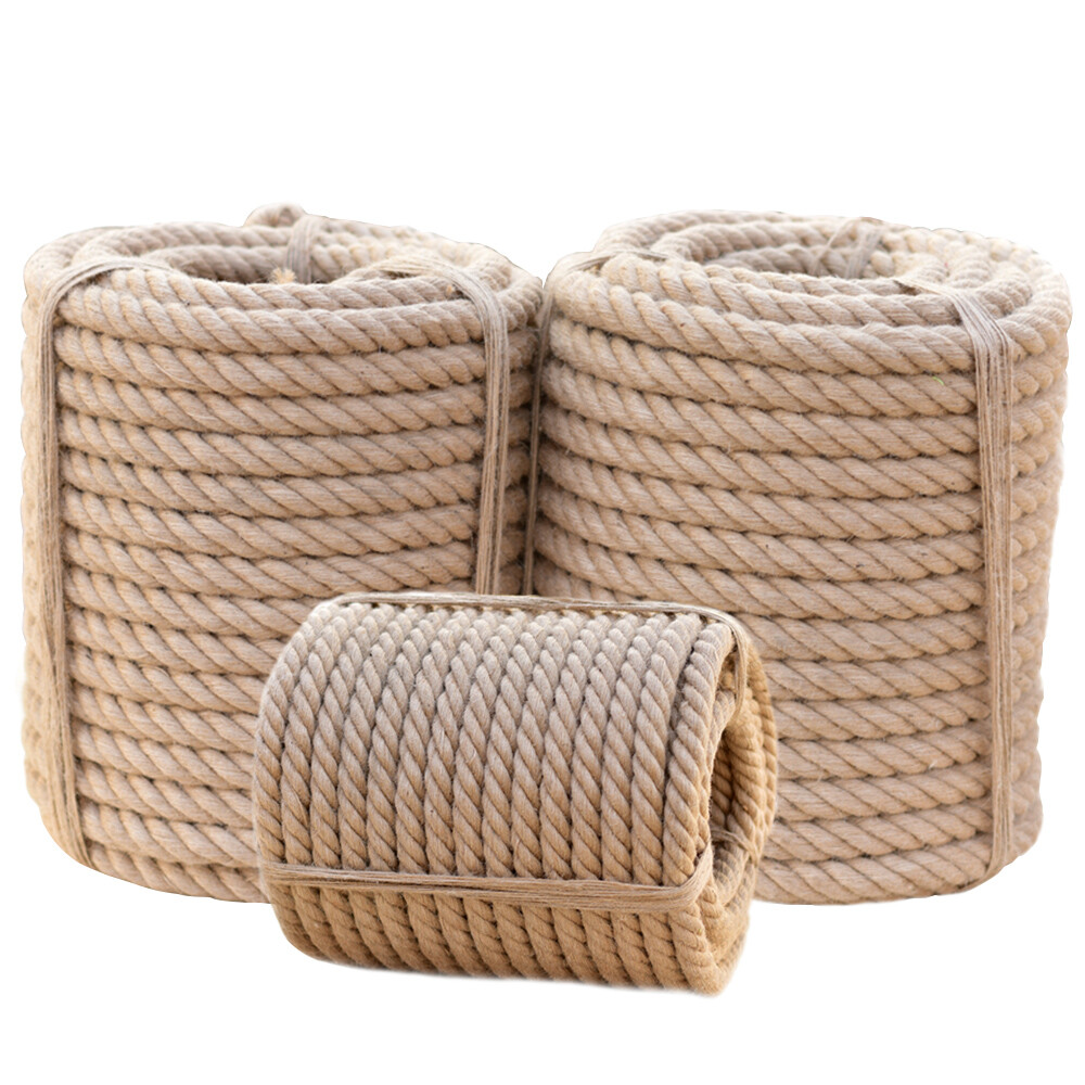 Thick 4 Strands Twisted Manila Rope Natural Hemp Twine for Wrapping DIY Craft