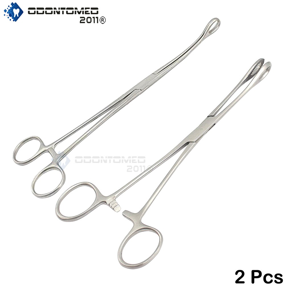 2 Forester Sponge Forceps 10" Straight & Curved Body Piercing Kit Instruments