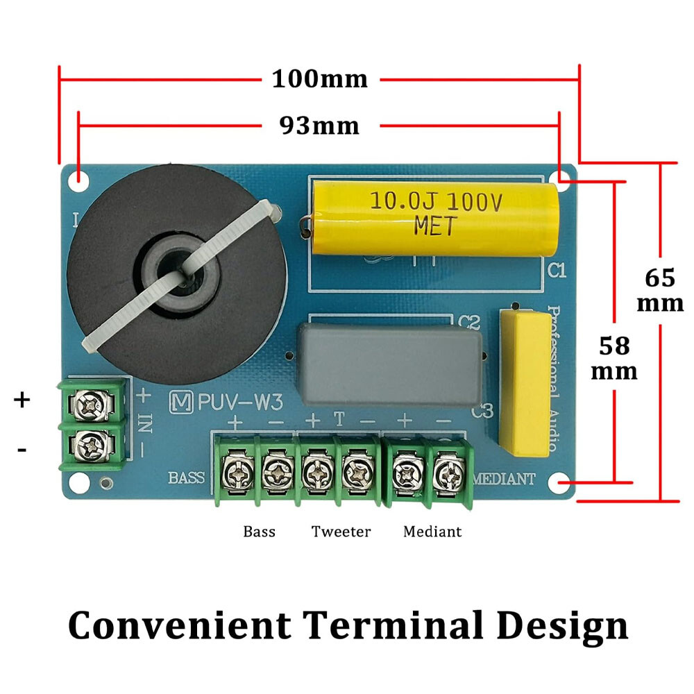 2PCS 3 Way Speaker Crossover PUV-W3 200W Passive Crossover For HiFi Home Audio