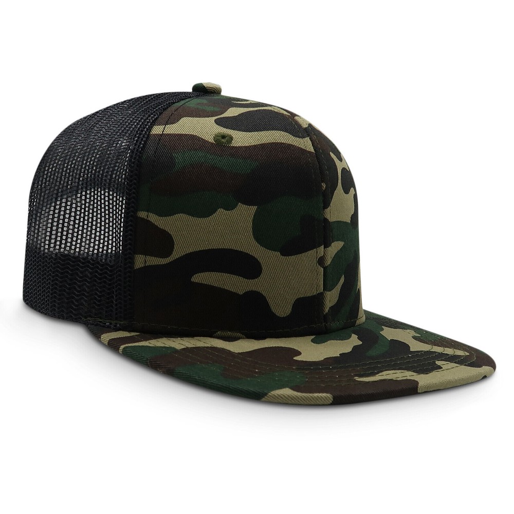 Men Snapback Hat Cotton Mesh Solid Flat Brim Style Baseball Cap Trucker Visor