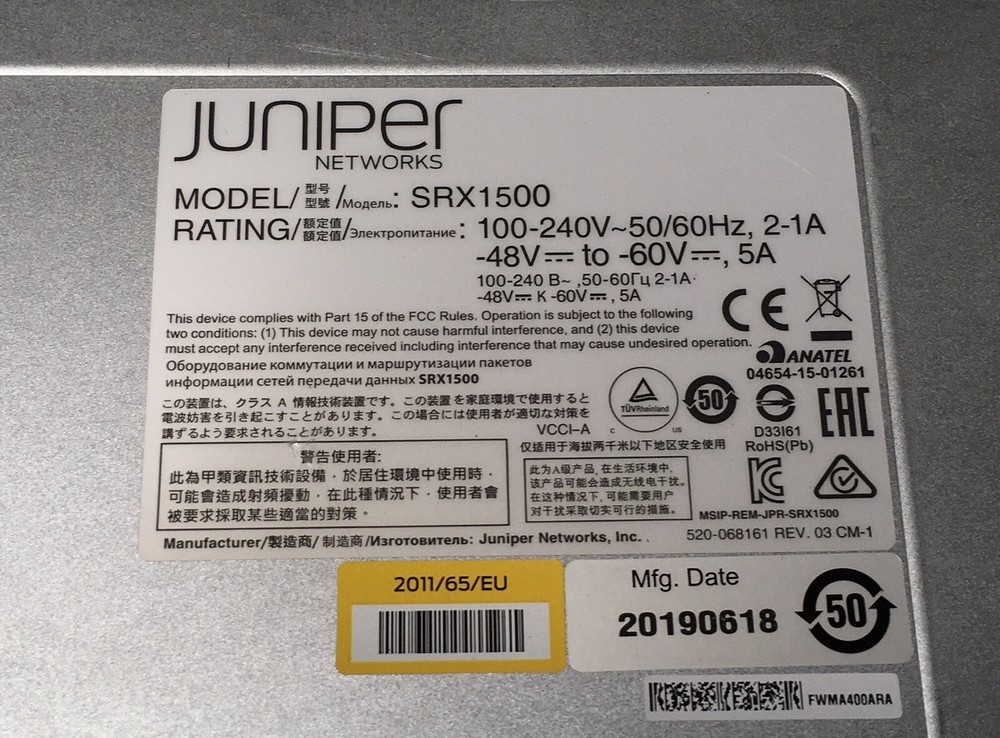 Juniper SRX1500-AC Ports Network Services Gateway Firewall