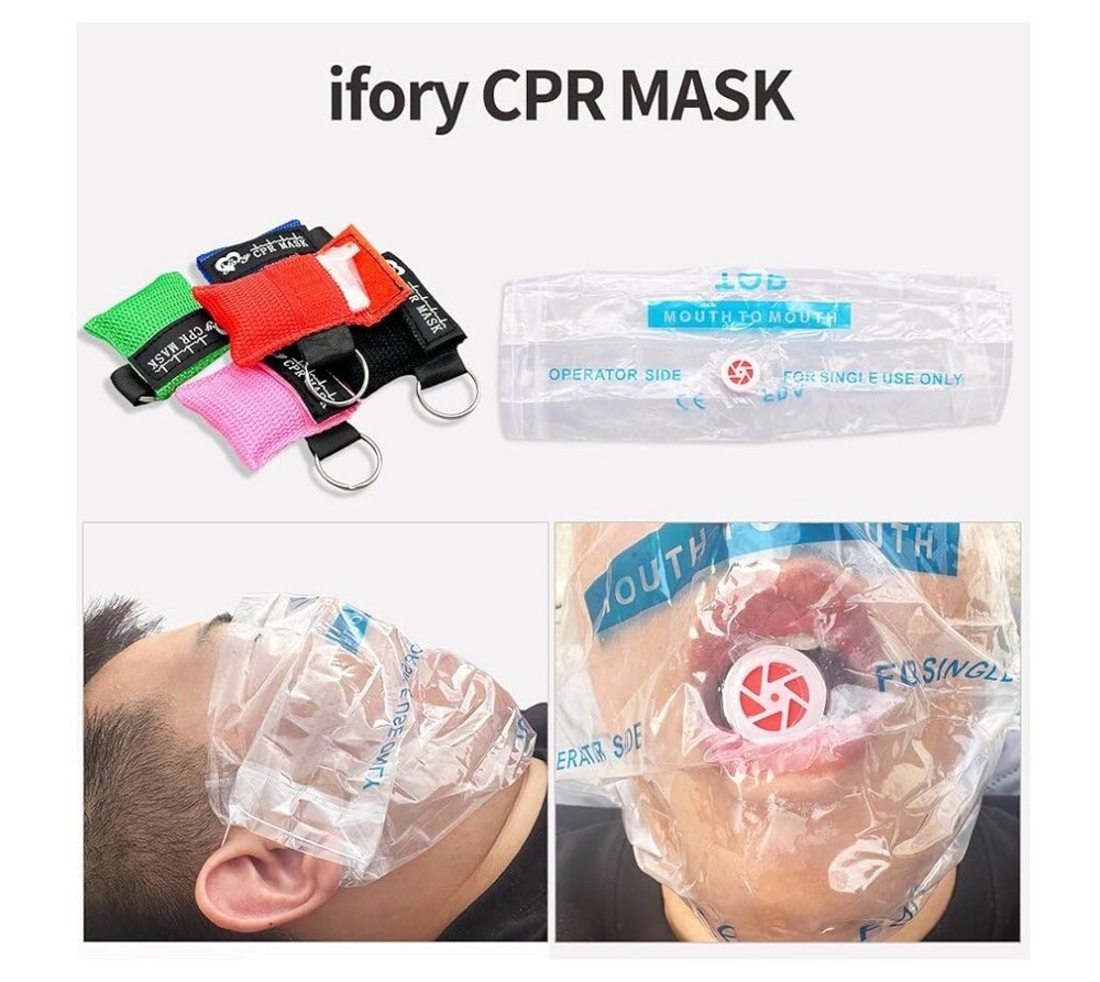 16 pack - Key Ring CPR Mask - Emergency Face Shield with One-way Valve