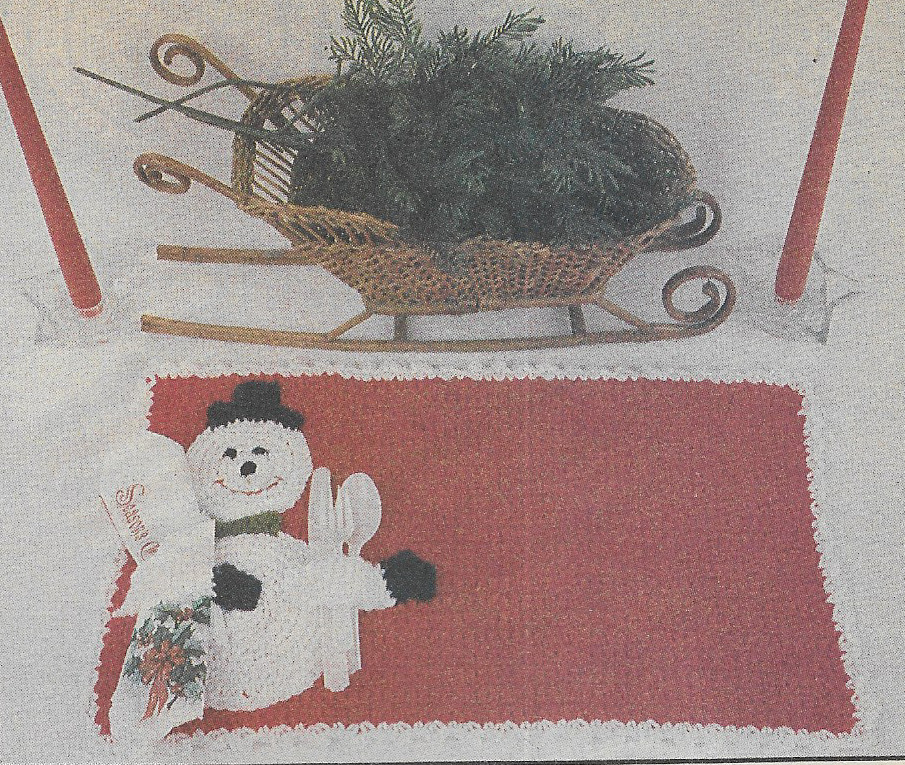 vintage, Snowman Place Mat crochet pattern instructions