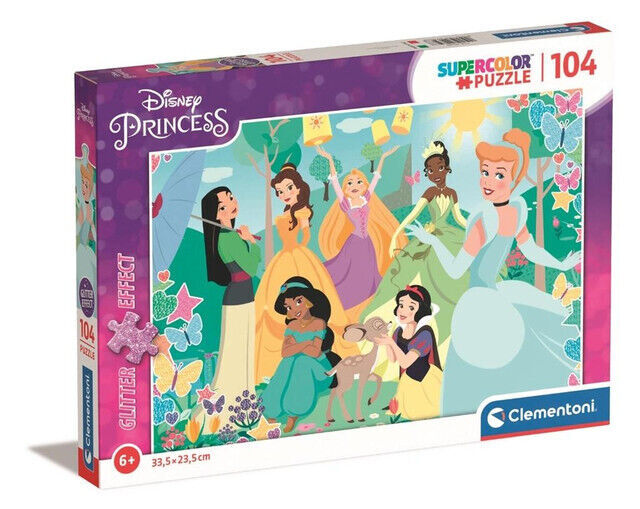 Puzzle brokatowe 104 elementy. Princess