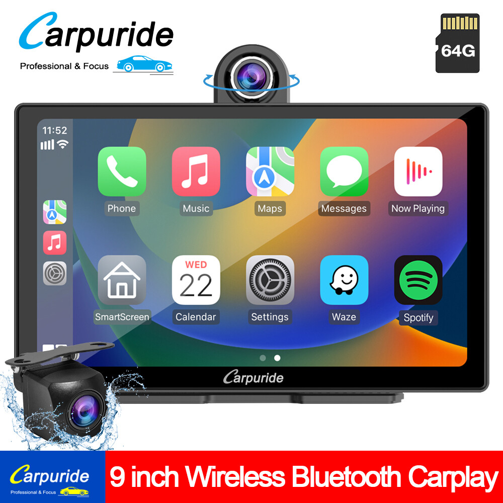 Carpuride 9" Car Bluetooth Wireless Apple CarPlay Android Auto TouchScreen Radio
