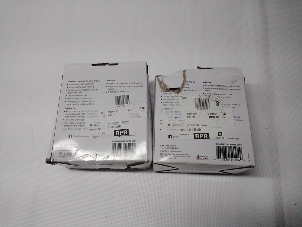2 pack Zeiss Box Lens Wipes (60 Count)