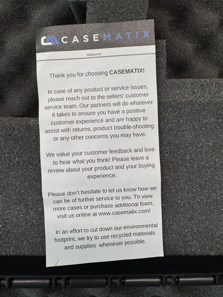 CaseMatix Black Hard Shell Protective Carry Case with Foam Insert