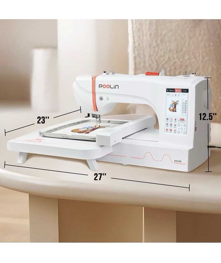 Poolin EOC06 Embroidery Machine Computerized with thread&bobbins&stabilizer