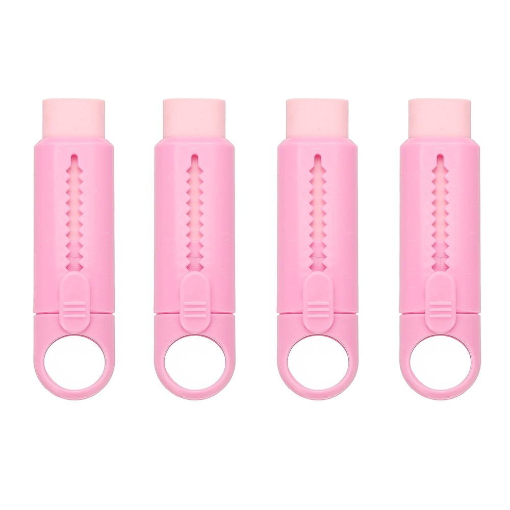 4 Pack Erasers, Pencil Erasers Large Eraser Push Pull Cute Soft, Pink TPE