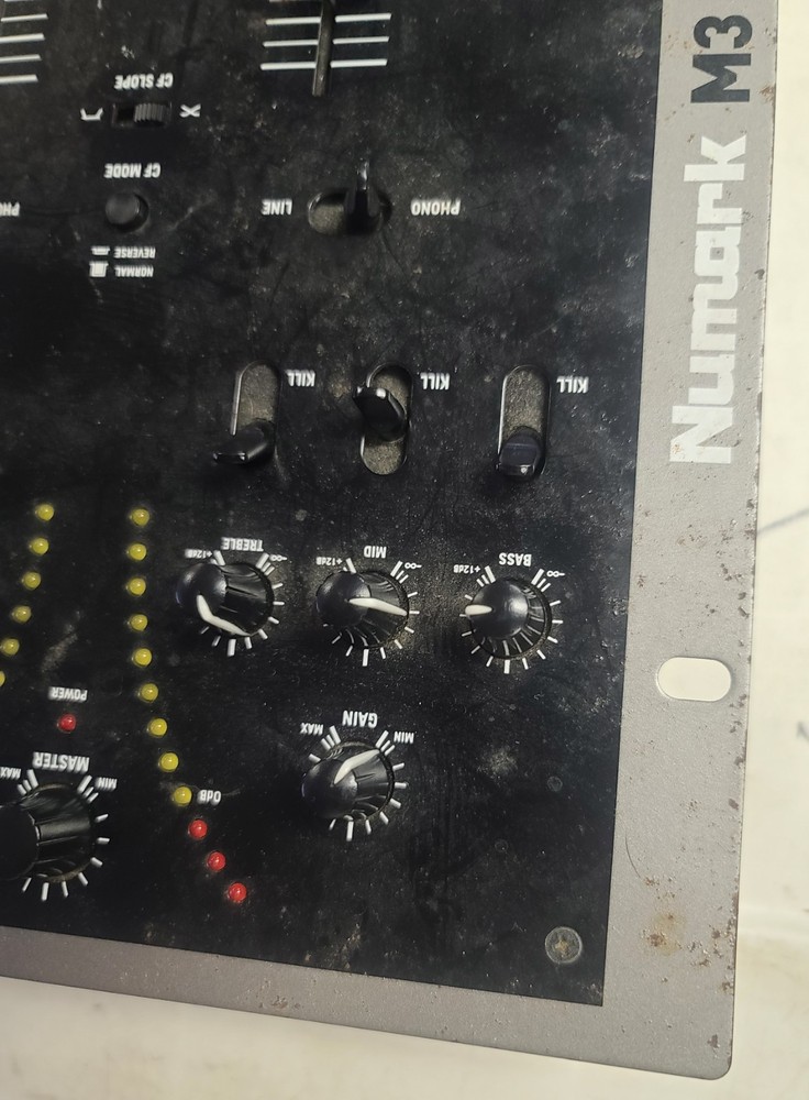 Numark M3 Tabletop 2 Channel Scratch DJ Mixer, NO POWER CABLE! UNTESTED!