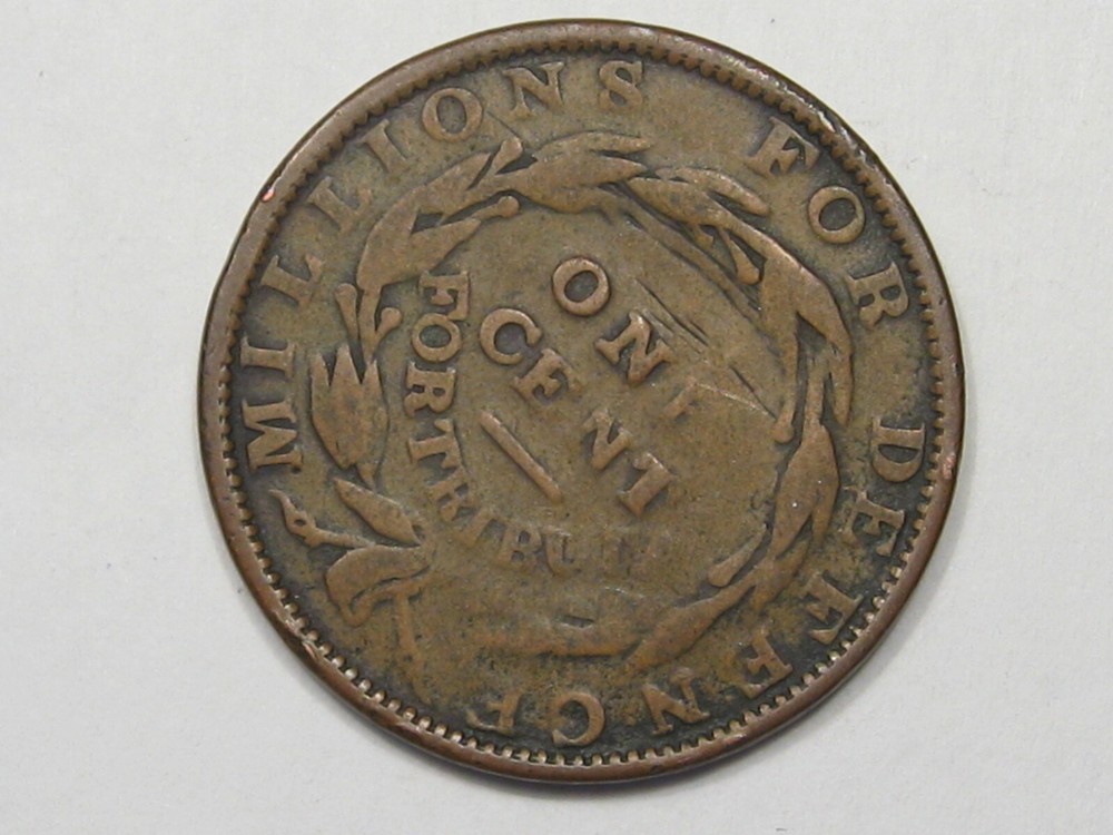 1837 US Hard-Times Token: One Cent (Rotated Reverse). #10